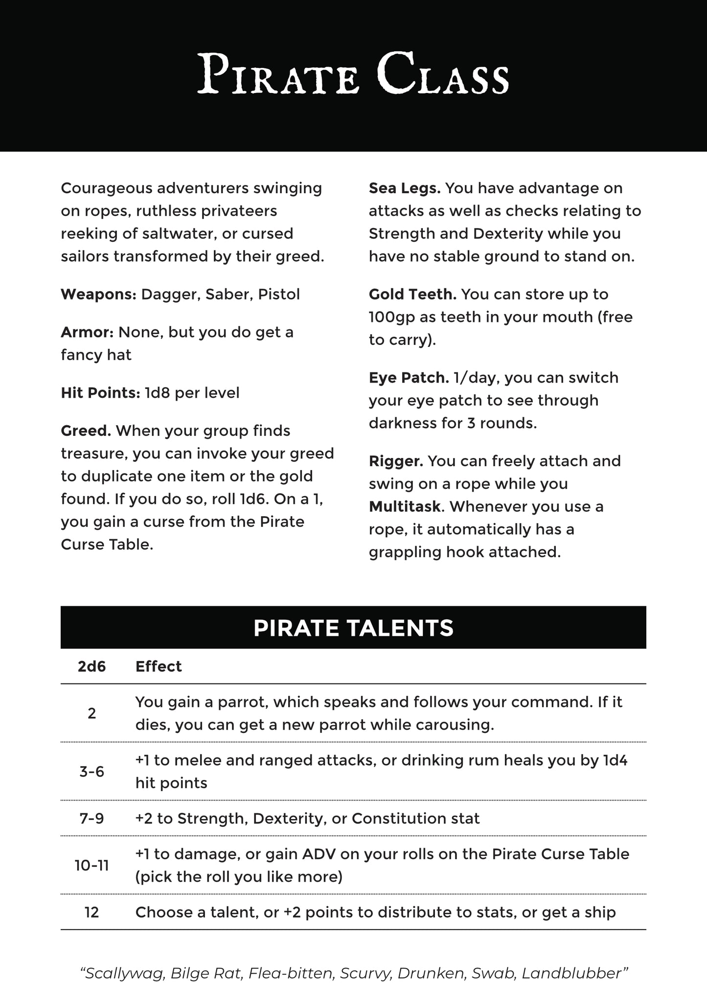 The Pirate Class (Free Shadowdark Class)
